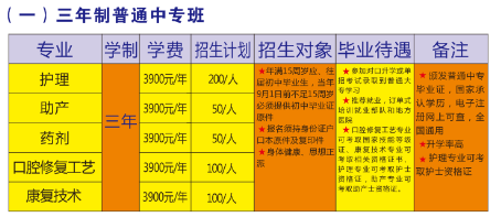 漯河卫生中等专业学校专业设置
